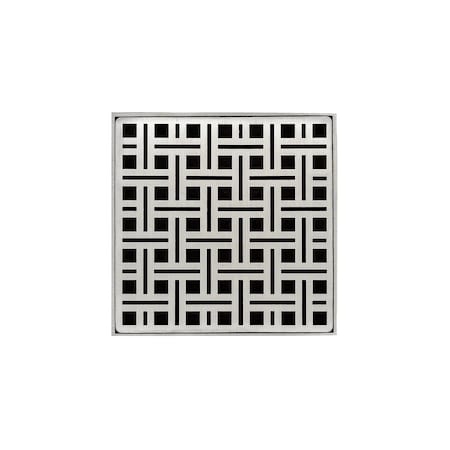 Infinity Drain 5"x5"Strainer W/Weave DecPlate and 2"Throat-SatinStainless -VD5 V_5_SS